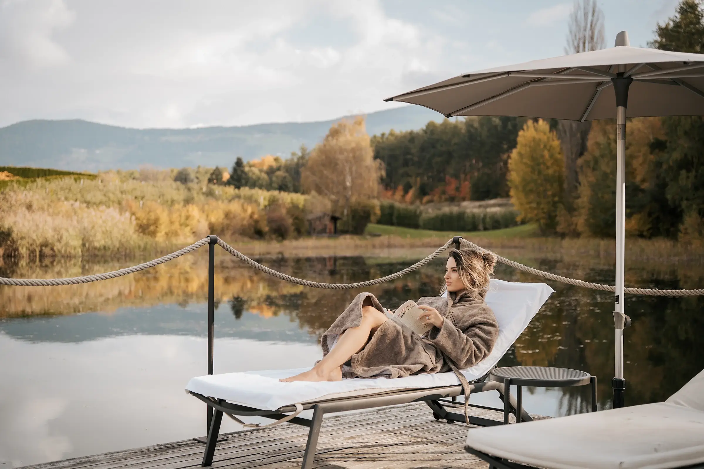 Relaxing at a founding hotel